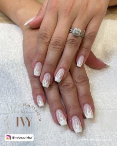White Flame Nail With Ring In One Finger