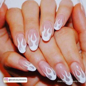White Flames Nails For An Elegant Look