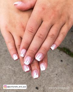 White Flames Nails Ideas For Short Length