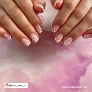 White Flames On Nails With Pink Background