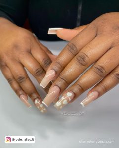 White French Outline Nails With Hearts