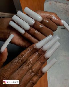 White Long Nails Perfect For Halloween