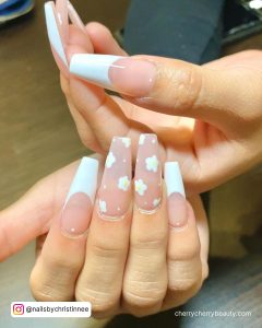White Nail Flower Designs With White Tips