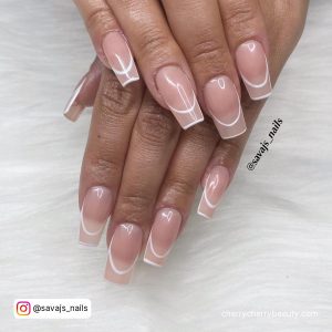 White Outline Nail For A Simple Look