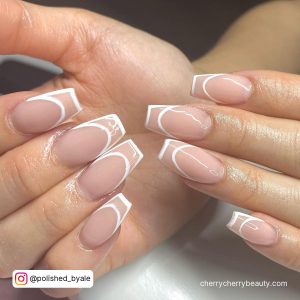 White Outline Nail With Clear Base