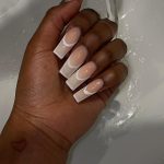 White Outlined Nails In Long Length