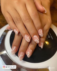 White Swirl Acrylic Nails For Short Length