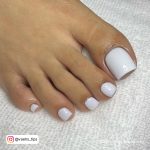 White Toe Nail Polish On Square Shaped Nails