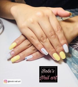 Yellow And White Nail Designs In Light Shades