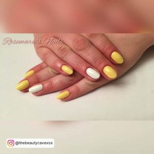 Yellow And White Nail For A Simple Look