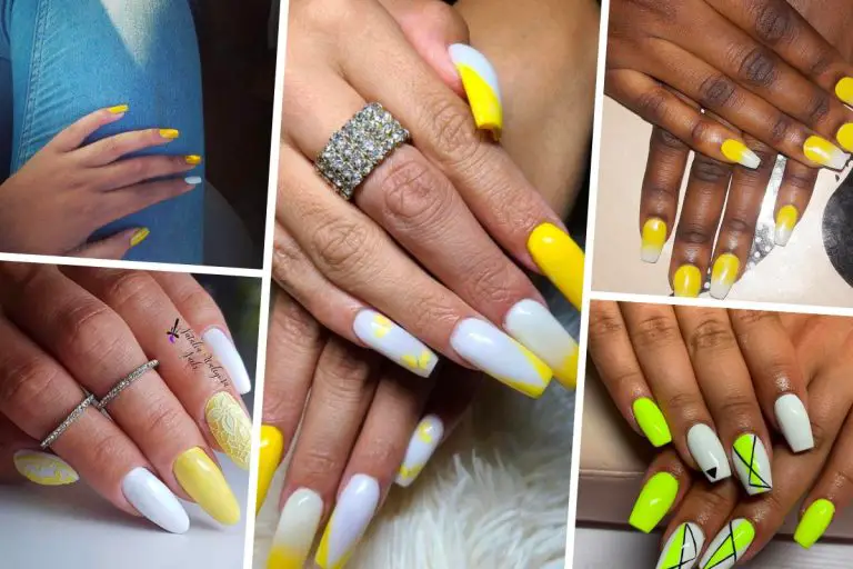 yellow and white nails