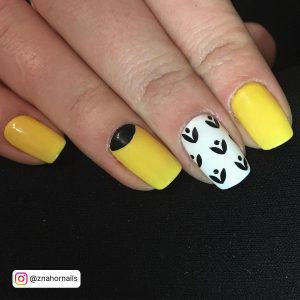 Yellow Black And White Nail Designs For A Chic Look