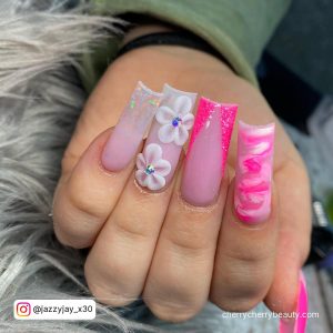 Acrylic Hot Pink Nails