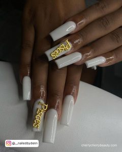 Acrylic Nail Designs For Birthdays With Pisces In Gold