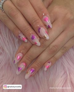 Acrylic Nail Designs Spring With Purple Hearts