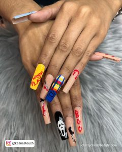 Acrylic Nail Ideas For Halloween In Funky Colors
