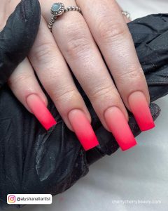 Acrylic Nail Ombre In Red