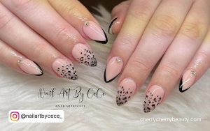 Acrylic Nail Spring Designs In Black And Nude Shade