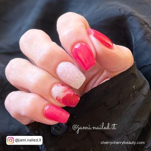 Acrylic Nails Bright Pink In Square Shape