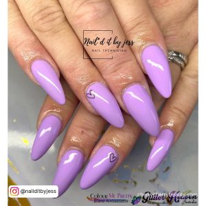 Acrylic Nails Ideas Purple With A Heart On One Finger