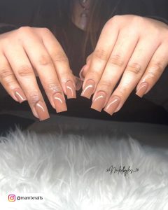 Acrylic Nails Nude Brown In Coffin Shape