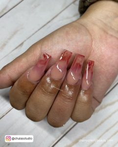 Acrylic Nails Nude Brown Tips