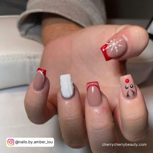 Acrylic Nails Nude Ideas With Red Tips