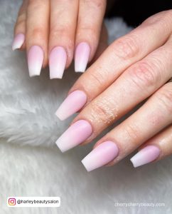 Acrylic Nails Ombre Pink With White Combination