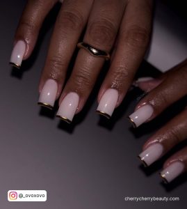 Acrylic Nails Rose Gold Tips With Pink Pink Base Coat