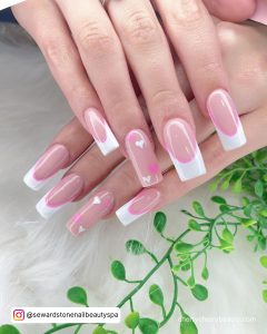 Acrylic Nails Spring Ideas With White Tips And Hearts