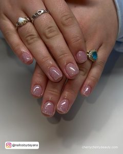 Acrylic Nails With Gold Flakes On Short Length