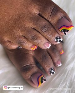 Acrylic On Toe Nails With Rainbow