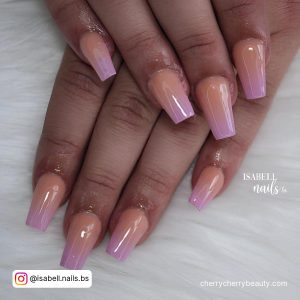 Acrylic Pink Ombre Nails With Nude Shade