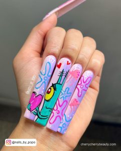 Acrylic Press On Nails With Cartoon Designs