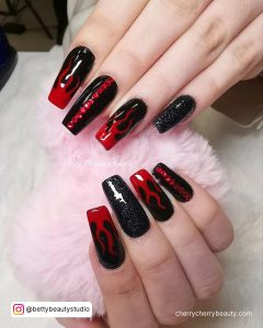 Acrylic Red And Black Nail Designs