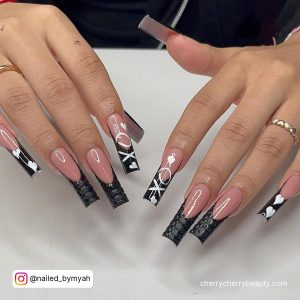 Acryllic Nails With Black Tips
