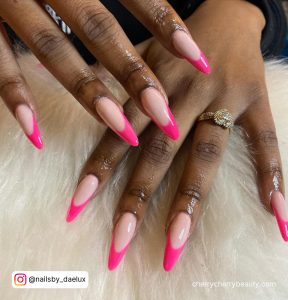 Almond Pink Tip Nails
