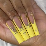 Baddie Acrylic Long Birthday Nails With Yellow Tips
