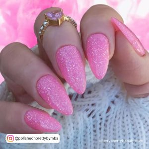 Barbie Pink Nails With Glitter