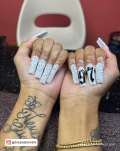 Birthday Acrylic Nails In Coffin Shaoe