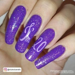 Birthday Nail Ideas Long In Purple For 20Th Birthday