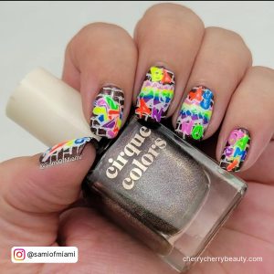 Birthday Nails Ideas Short In Multi Colors