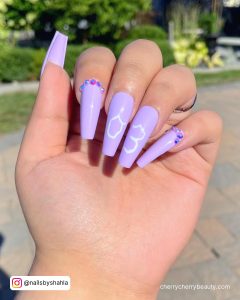 Birthday Nails Long Coffin In Purple