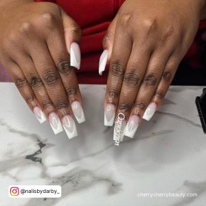 Birthday White Nails In French Tip Design
