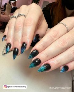 Black And Blue Ombre Nails