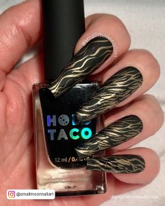 Black And Gold Coffin Nail Designs