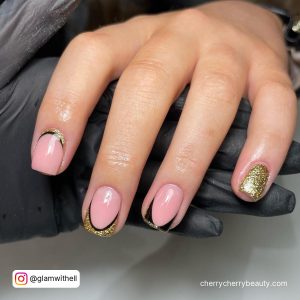 Black And Gold French Nails