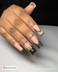 Black And Gold French Tip Nails