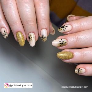 Black And Gold New Year Nails