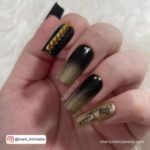 Black And Gold Ombre Nails